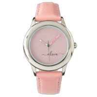 Dusty Rosa Modern Script Girly Monogram Namn