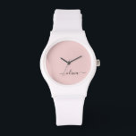 Dusty Rosa Modern Script Girly Monogram Namn Armbandsur<br><div class="desc">Dusty Rosa och White Simple Script Monogram Namn Watch. Det gör perfekt studenten,  födelsedag,  bröllop,  möhippa,  årsdag,  babydusch eller bachelorette-fest till någon som glam lyx och chic stilar.</div>