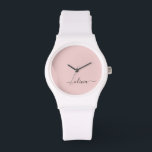 Dusty Rosa Modern Script Girly Monogram Namn Armbandsur<br><div class="desc">Dusty Rosa och White Simple Script Monogram Namn Watch. Det gör perfekt studenten,  födelsedag,  bröllop,  möhippa,  årsdag,  babydusch eller bachelorette-fest till någon som glam lyx och chic stilar.</div>