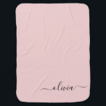 Dusty Rosa Modern Script Girly Monogram Namn Bebisfilt<br><div class="desc">Dusty Rosa Simple Monogram Namn Flicka Blanket för att en Mor ska bli babyskabare. Filten gör perfektens babyduschgåva till någon som dekorerar hennes rum i chic,  modern och elegant lyx stil.</div>