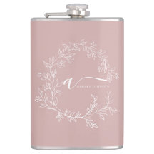  Dusty Rosa Modern Script Girly Monogram Namn