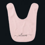 Dusty Rosa Modern Script Girly Monogram Namn Hakklapp<br><div class="desc">Dusty Rosa Simple Monogram Namn Baby Bib. Utformningen gör perfekten födelsedag eller babyduschgåva till någon som tittar för ett trendig coola stil.</div>