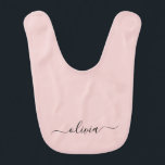 Dusty Rosa Modern Script Girly Monogram Namn Hakklapp<br><div class="desc">Dusty Rosa Simple Monogram Namn Baby Bib. Utformningen gör perfekten födelsedag eller babyduschgåva till någon som tittar för ett trendig coola stil.</div>