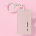 Dusty Rosa Modern Script Girly Monogram Namn Nyckelring<br><div class="desc">Rosa - Dusty Rosa Simple Script Monogram Namn Keychain (Enkel skriptkontroll,  ). Det gör perfekten söt 16-årsjubileum,  bröllop,  möhippa,  årsdag,  babydusch eller bachelorette-fest för någon som glam lyxen och chic stilar i kärlek.</div>