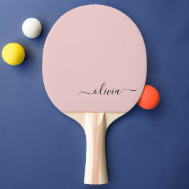  Dusty Rosa Modern Script Girly Monogram Namn Pingisracket