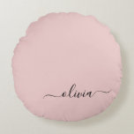 Dusty Rosa Modern Script Girly Monogram Namn Rund Kudde<br><div class="desc">Dusty Rosa Simple Script Monogram Namn Pouf Pillow. Kudden gör perfekten söt 16 födelsedag,  bröllop,  möhippa,  babydusch eller bachelorette-gåva till någon som dekorerar hennes rum i ro guld.</div>