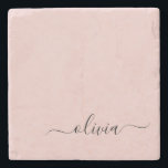 Dusty Rosa Modern Script Girly Monogram Namn Stenunderlägg<br><div class="desc">Dusty Rosa Simple Script Monogram Namn Stone Tile. Det gör perfekt studenten,  söt 16-årsdag,  bröllop,  möhippa,  årsdag,  babydusch eller bachelorette-fest till någon som kärlek glam lyx och chic stilar.</div>
