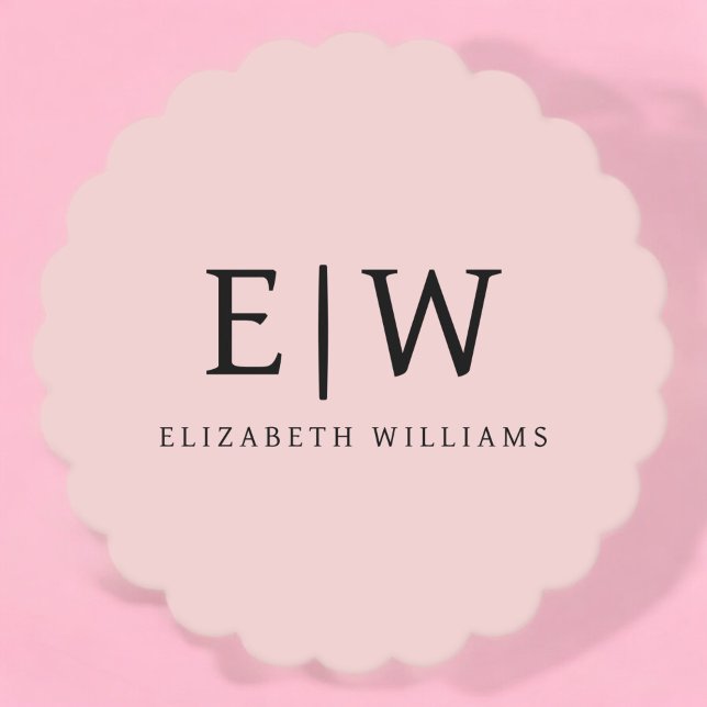  Dusty Rosa Modern Script Girly Monogram Namn Underlägg Papper (Skapare uppladdad)