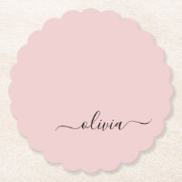 Dusty Rosa Modern Script Girly Monogram Namn