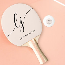  Dusty Rosa Modern Script Monogram Namn Girly Pingisracket