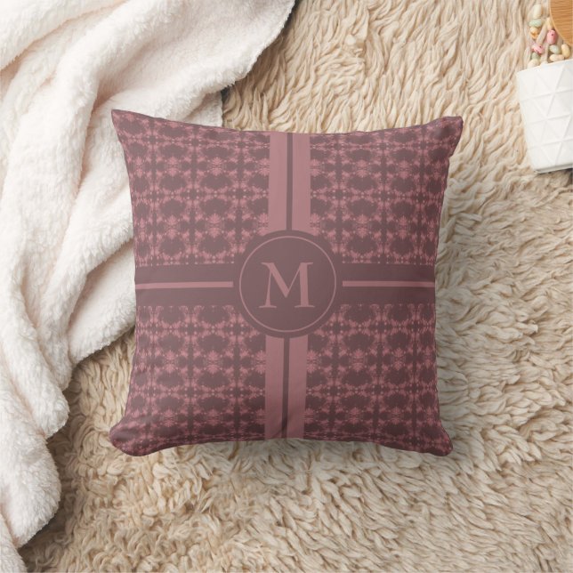 Dusty Rosa Mönster Monogrammed Kudde (Filt)