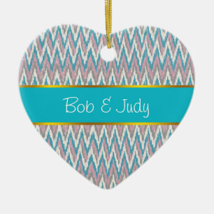 Dusty Rosa och Blue Kat Julgransprydnad Keramik