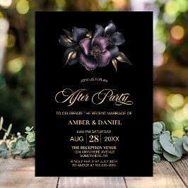 Dusty Rosa och Grått Blommigt Bröllop efter Party Inbjudningar