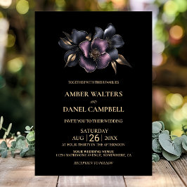 Dusty Rosa och Grått Blommigt Bröllop Inbjudningar