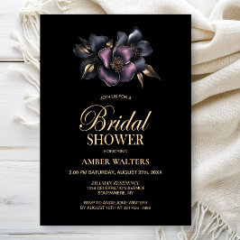 Dusty Rosa och Grått Blommigt Möhippa Inbjudningar