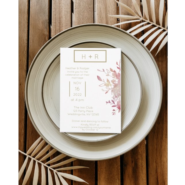 Dusty Rosa och Guld moderna minimalistiska Bröllop Inbjudningar (Skapare uppladdad)