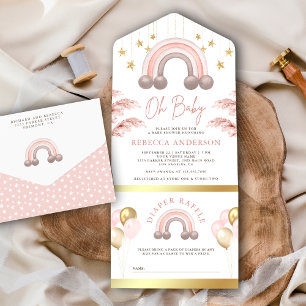 Dusty Rosa Pampas Boho Regnbåge Flickor Barnkalas