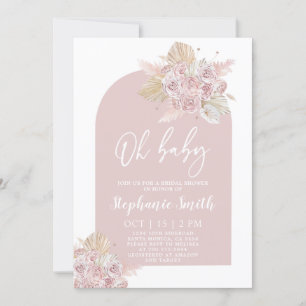 Dusty rosa Pampas Grass Baby Shower-inbjudan Inbjudningar