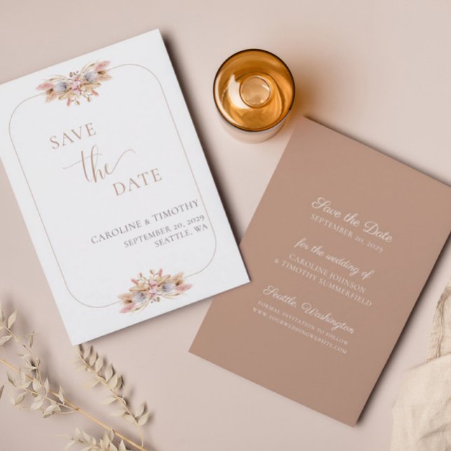 Dusty Rosa Pampas Grass Spara datum meddelande Inbjudningar (Skapare uppladdad)