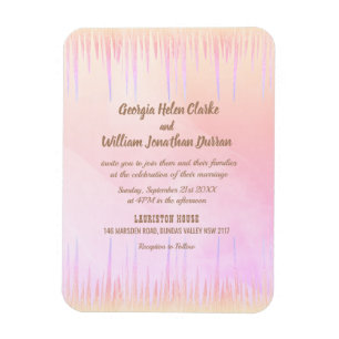 Dusty Rosa Peach Icicle Bröllop Magnet Card