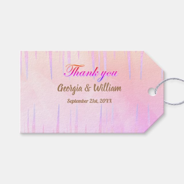 Dusty Rosa Peach Icicle Bröllop Tack Gift Märkre Presentetikett (Framsidan (Horisontell))