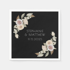 Dusty Rosa Peach Ro Botanical Black Bröllop Pappersservett