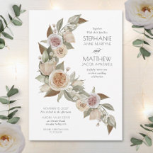 Dusty Rosa Peach Ro Flowy Botanical Bröllop