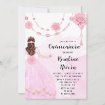 Dusty Rosa Pearls Flora Girl Quinceanera Birthday