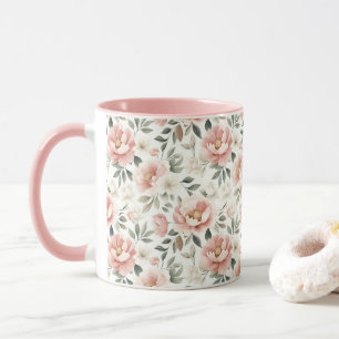 Dusty rosa peonies mugg