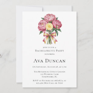 Dusty Rosa Peonies och Lemon Bachelorette Party Inbjudningar
