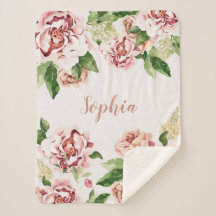 Dusty Rosa Peony Blommigt Girl Namn Baby