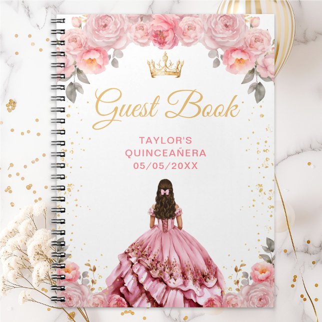 Dusty Rosa Princess Quinceañera Guest Bok Anteckningsbok (Skapare uppladdad)
