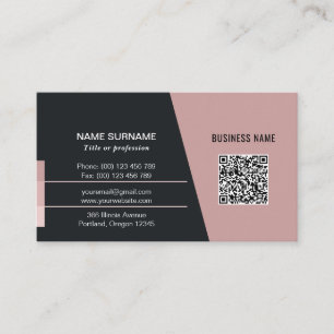 Dusty rosa QR-affärskort med Logotyp Visitkort