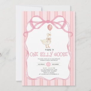 Dusty Rosa Ribbon Gingham Ett Fånig Goose Inbjudningar