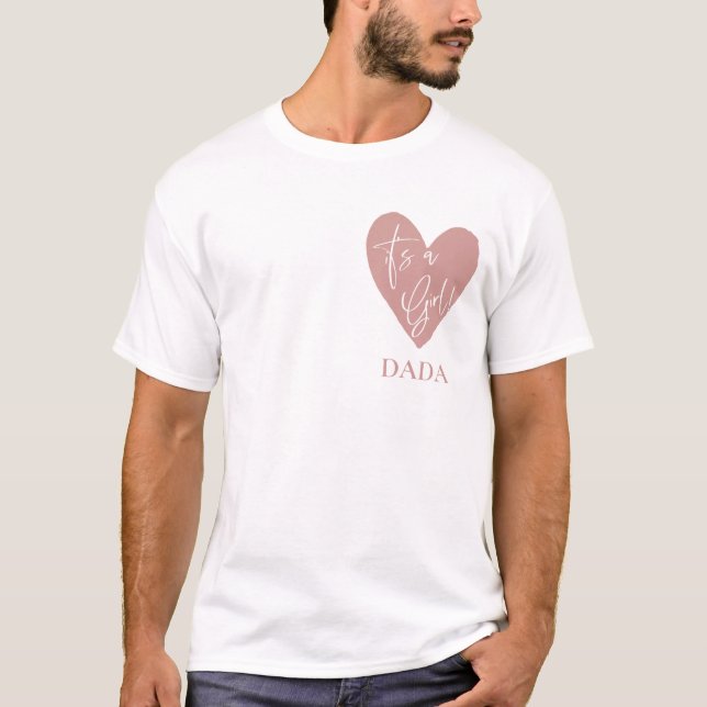 Dusty Rosa/ Ro Baby Shower Dada T Shirt (Framsida)