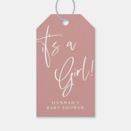 Dusty Rosa/ Ro Bohemian Baby Shower en tjej Presentetikett