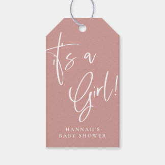 Dusty Rosa/ Ro Bohemian Baby Shower en tjej Presentetikett
