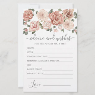 Dusty Rosa ros Blommigt Advice och Önskemål Card