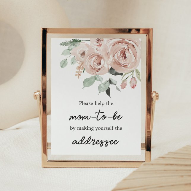 Dusty Rosa ros Det är ett flickkuvert Station Poster (It's a Girl Dusty Pink Rose Baby Shower Envelope Station Sign)