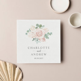 Dusty Rosa ros Eucalyptus Greenery Bröllop Pappersservett