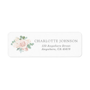 Dusty Rosa ros Eucalyptus Greenery Returadress Etikett