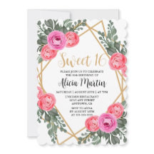 Dusty Rosa ros Greenery Flora Guld Sweet 16