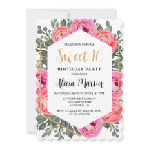 Dusty Rosa ros Greenery Flora Sweet 16