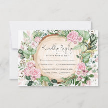 Dusty Rosa ros Greenery Forest Bröllop OSA Card