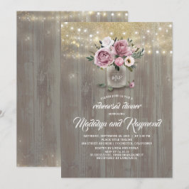 Dusty Rosa ros Mason Burk Rustic Rehearsal Middag Inbjudningar