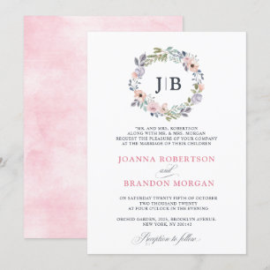 Dusty Rosa ros Midsommar Blommigt Bröllop Inbjudningar