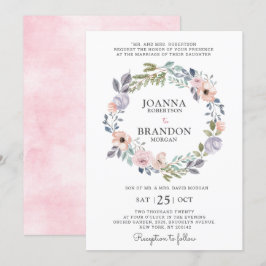 Dusty Rosa ros Midsommar Blommigt Bröllop Inbjudningar