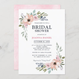 Dusty Rosa ros Midsommar Blommigt Möhippa Inbjudningar