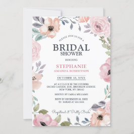 Dusty Rosa ros Midsommar Blommigt Möhippa Inbjudningar