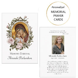 Dusty Rosa ros Wandeand Photo Funeral Prayer Card Placeringskort